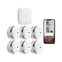 FOC-956 Kit de 6 détecteurs incendie intelligents + 1 Hub de communication
